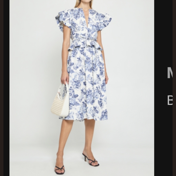 Few Moda OPT Martine Dress In Blue Toile - M - Picture 1 of 3